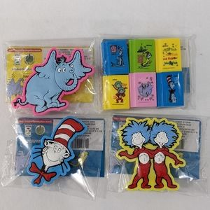 Dr.Seuss Bundle•3 Dr.Seuss Sharpeners & 6 Dr.Seuss Book Shaped Erasers, NEW